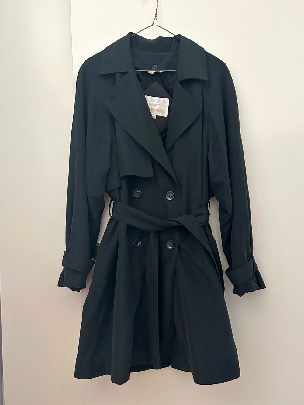 90s Classic Black Trench Coat
